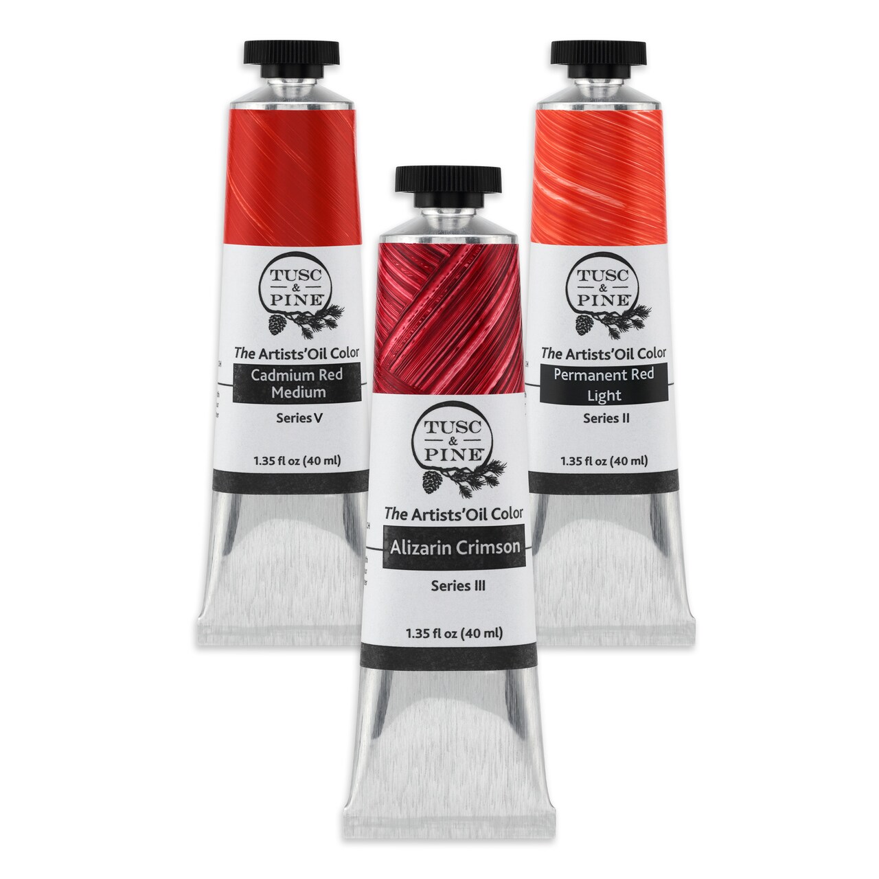 Tusc & Pine Artist Oil Paint - 40 ml Set of 3 - Assorted Multi Colors - Non-Yellowing, Rich & Creamy Consistency, Maximum Pigment Load, Small Batch Milled Oil Paints Developed for Professional Artists